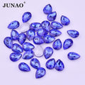 JUNAO Wholesale 5*8mm 7*10mm 18*25mm Drop Diamond Light Blue Crystal Stone Pointback Glass Rhinestone for Jewelry
