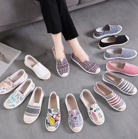 New Ladies Flat Lazy Fisherman White Shoes Casual Canvas Shoes 013