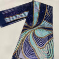 Navy Blue Nigerian Wedding Party Embroidery African Aso Ebi Sequin Lace Fabric