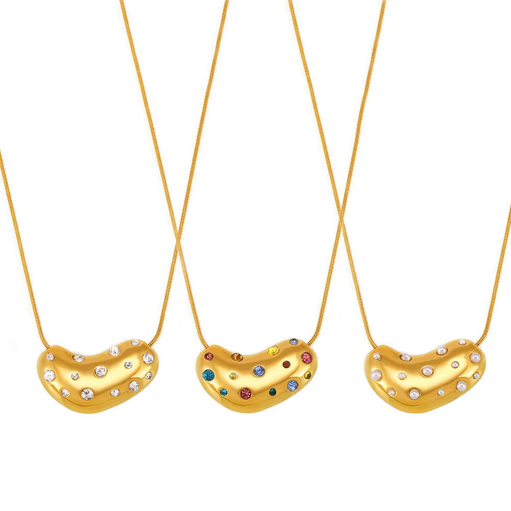 Stainless Steel Wholesale Zircon Pearl Pendant Women Necklace Kundan Accessories Anti Tarnish Steel Jewelry