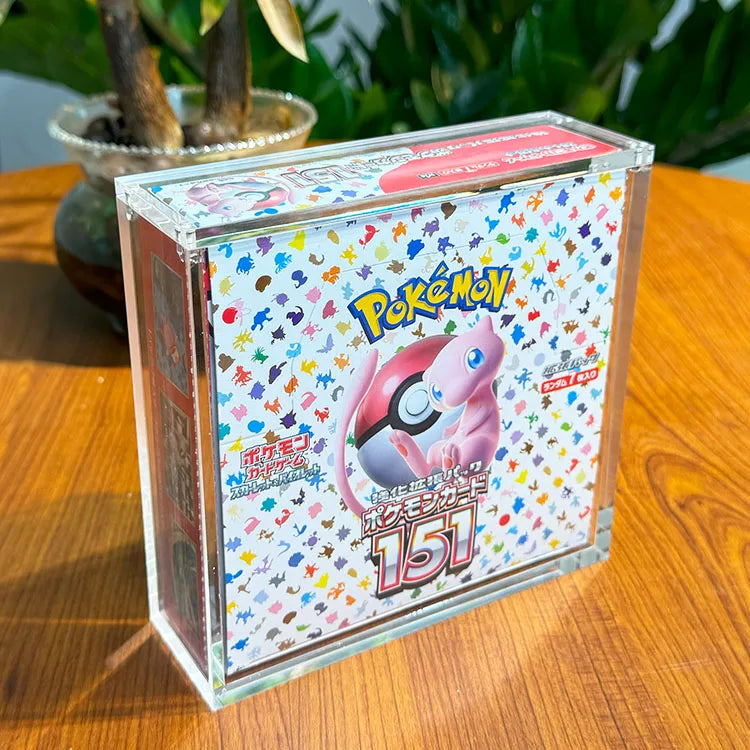 TCG High Quality Pokemon Japanese Acrylic Booster Box Large Size Custom LOGO for Pokemon Cards 151 Booster Box With Lid