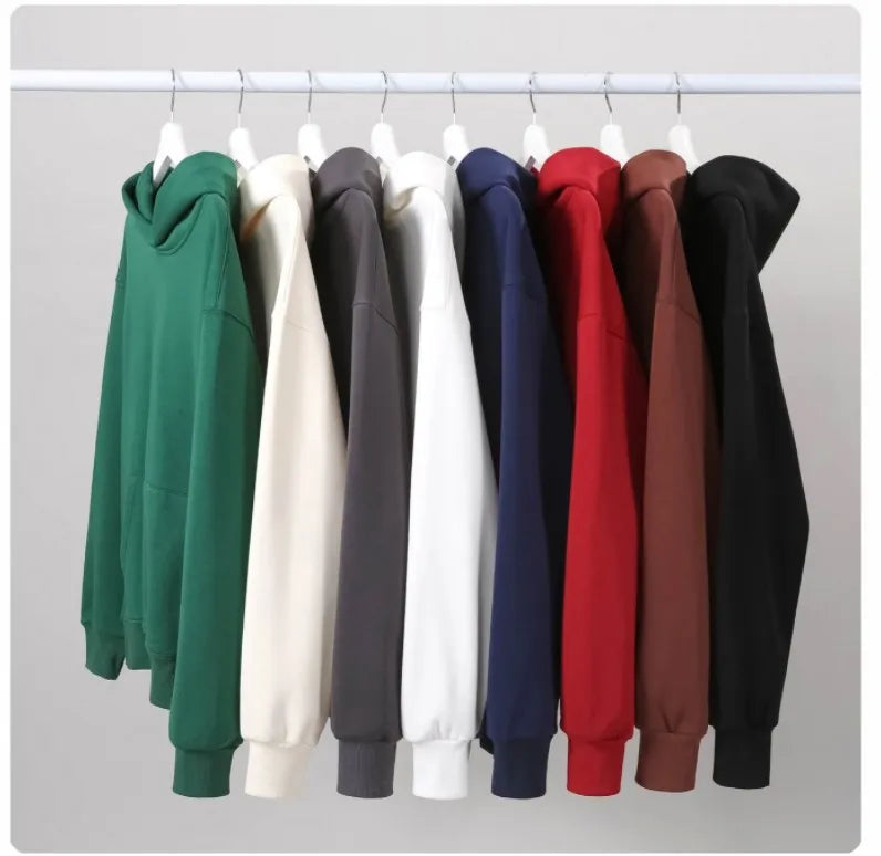 Custom Logo Men's Oversize Blended Cotton 500gsm Heavyweight Fleece Hoodies Plain Street Wear No String Embroidery Winter Hooded