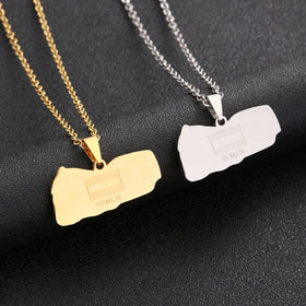Factory Stainless Steel Enameled Yemen Map Chain Necklace 18K Gold Plated Enamel Yemen National Flag Map Pendant Necklace