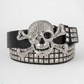 Fashion Skull Designer Luxury Western Belt for Men High Quality Rhinestone Handwork Punk Style Street Belt Buckle Custom