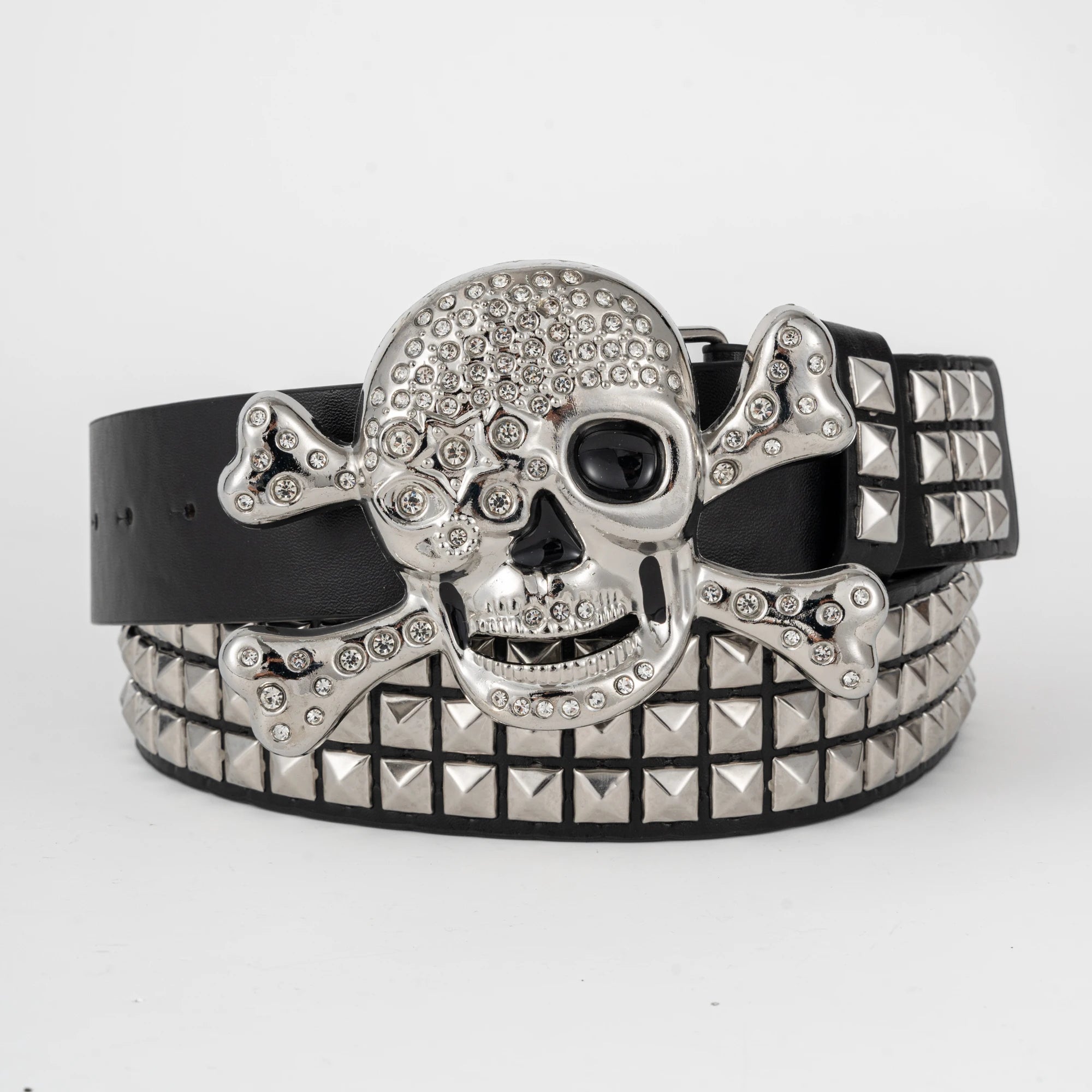 Fashion Skull Designer Luxury Western Belt for Men High Quality Rhinestone Handwork Punk Style Street Belt Buckle Custom