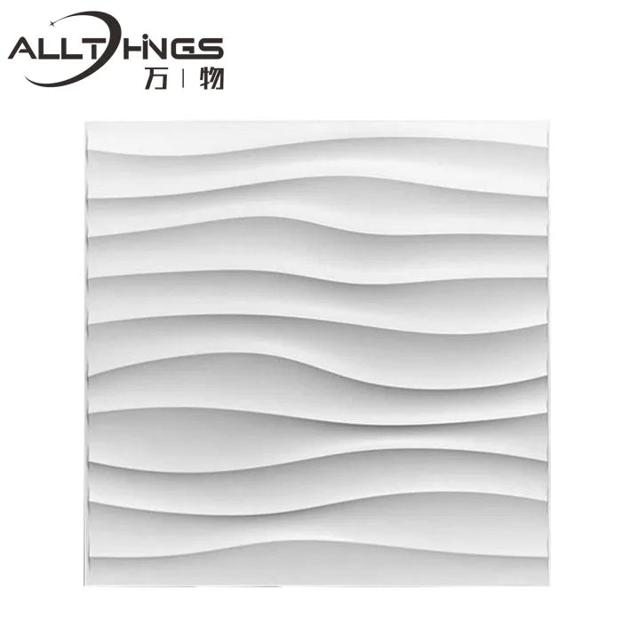 Exterior Pvc 30*30cm Decoration White Panel White Wavy Lines 3d Pvc House Designing Wallpapers