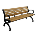 Urban Street Furniture Commercial Classic Cast Iron Wood Slat Bench Seat Outdoor Park Public Outside Garden Wooden Seating Bench