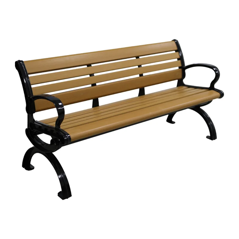 Urban Street Furniture Commercial Classic Cast Iron Wood Slat Bench Seat Outdoor Park Public Outside Garden Wooden Seating Bench
