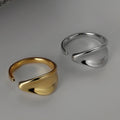 Unique Minimalist Irregular Face Female Cuff Ring 18K Gold Plated Personality S925 Silver Jewelry