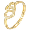 Fine Jewelry 925 Sterling Silver Hallow Double Heart with CZ Rings for Women Children