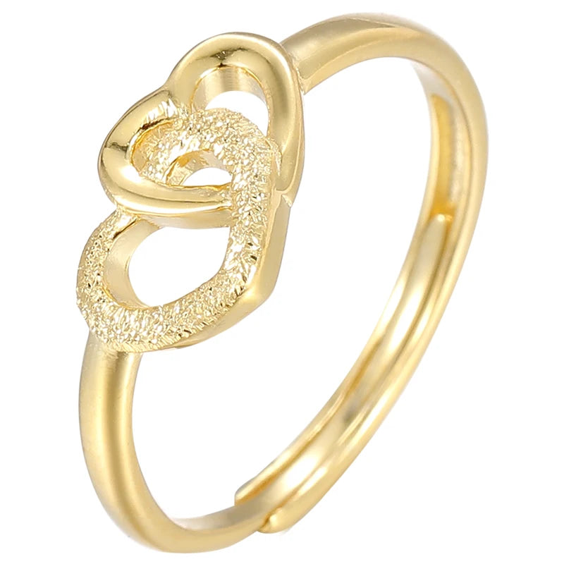 Fine Jewelry 925 Sterling Silver Hallow Double Heart with CZ Rings for Women Children