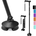 Rehaescort Medical Custom Quad Adjustable Lightweight Folding 4-Section Aluminum Walking Canes for Men Women