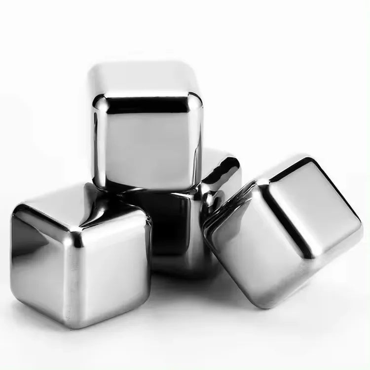 Wholesale 4PCS Stainless Steel Beer Stones Set Metal Ice Cube with Plastic Box