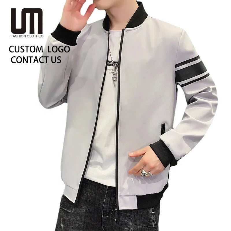 2025 Wholesale Men's Autumn Winter Thin Jacket Stand Collar Solid Color Zipper Coat Casual Lightweight Outerwear Windbreaker