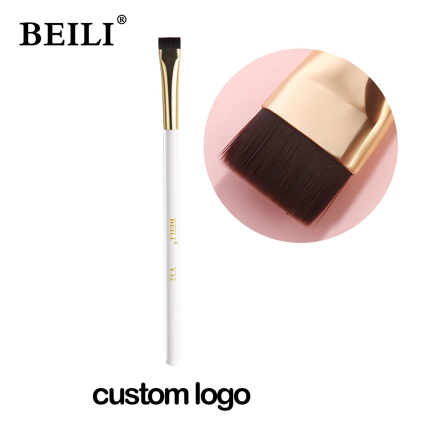 For Flat Smudge Eyebrow Concealer Pro Small Definer Firm Stiff Thin Synthetic Bristle Lash Liner Wood Eco-Friendly Single