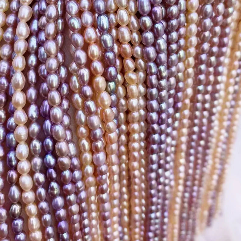Factory Price Natural Freshwater Rice Shaped Pearl Beads 3-10mm 4mm 5-6mm AAAA Grade White Pink Purple DIY Jewelry FENGZAUN
