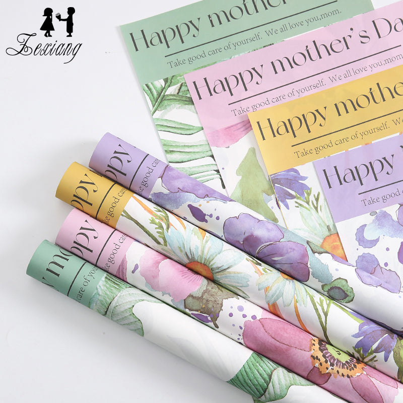 Hot 30*50cm 2022 Wholesale Korean Happy Mother's Day Gift Packaging Flower Wrapping Paper