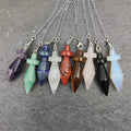 Latest Design Natural Stone Dowsing Pendulum Pendant Classic Crystal Healing Energy Charm Chain for Yoga Meditation Yoga Jewelry