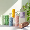 Cylindrical 3D Aromatherapy Pillar Candle Silicone Mold with Star Moon Relief Pattern for Soap Making DIY Plaster Diffuser Stone