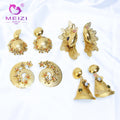 MEIZI JEWELRY's High Quality Luxury 18K Gold Plated Vintage Women's Wedding Jewelry African Earrings Diamond Pearl Gifts Parties