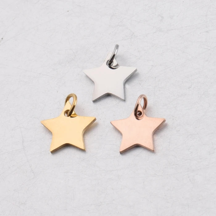 Popular Design DIY Jewelry Making Five-pointed Star Accessories Cheap Pendant Charm Stainless Steel Making Custom Charms