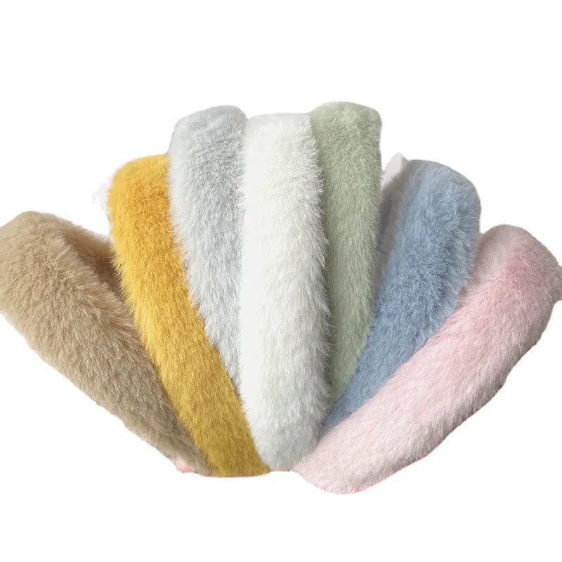 2021 Fall Winter Sweet Cute Solid Color Rabbit Faux Fur Hair Band Headband for Girls Women Ladies