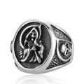OAHLAN Fashion Jewelry Creative Sickle Cool Biker Punk Rings Vintage Gothic Grim Reaper Skull Stainless Steel Ring for Men