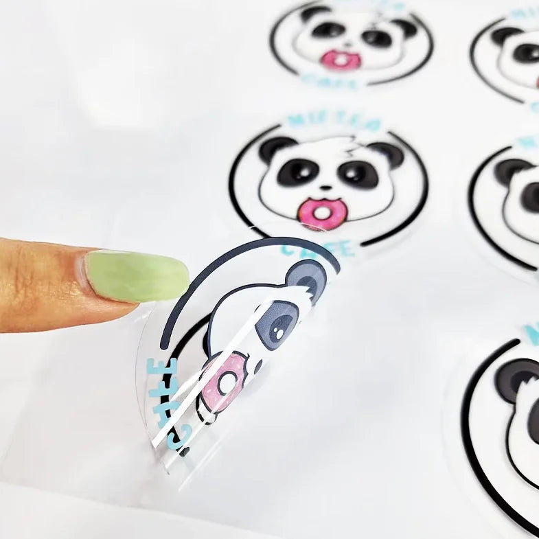 Custom Transparent Cartoon Packaging Logo Cut Sticker Holographic Oil-Proof Adhesive Vinyl Sheet