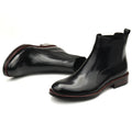 New Fashion Wear-Resistant Men's Genuine Leather Chelsea Boots Black Sheep Fur Lining Winter Warm Breathable Travel Party