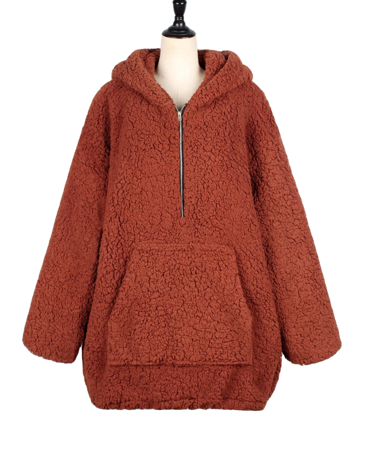 Plus Size Teddy Hoodie Hooded Outwear Faux Fur Oversize Tops Winter Fleece Pullover Artificial Fur Coat Teddy Jacket