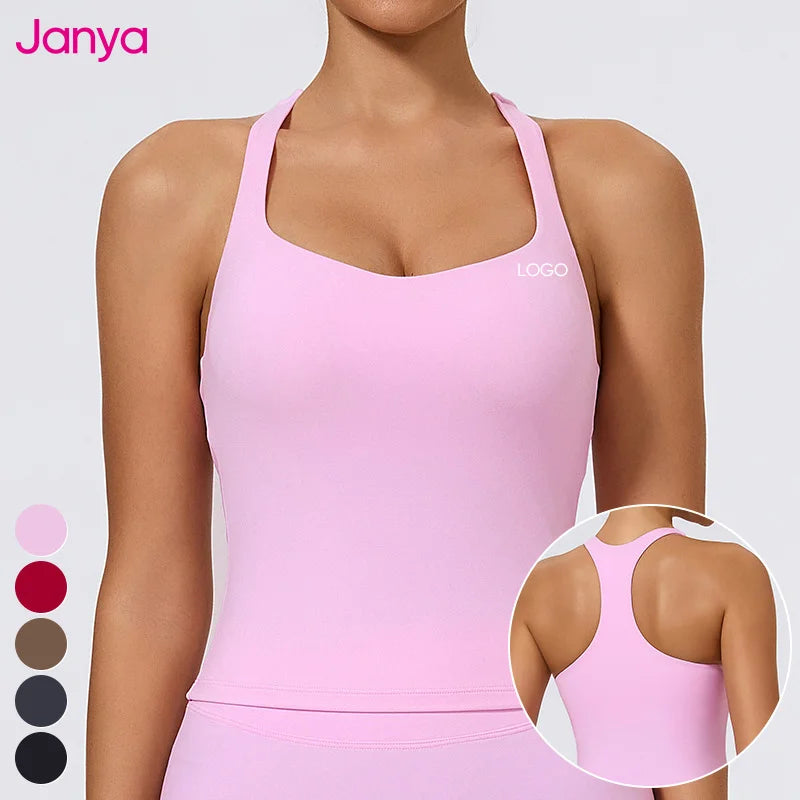 Janya Racerback Sexy Yoga Tank Tops New Arrival Fitness Sportswear Breathable Lightweight Four-Way Stretch Sweat-Wicking