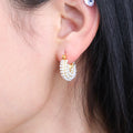 Chris April 316L Stainless Steel PVD Plated Gold Pearls U Shape Hoops Earring