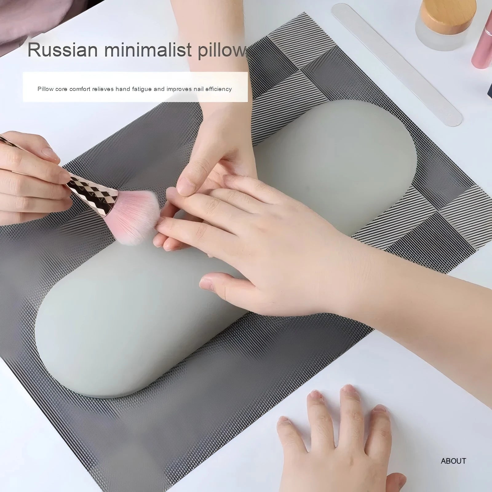 Professional Anti-Stain Leather Hand Pad for Nail Art Light Luxury Simple Style Russian Soft Hand Tools Set in  Gray