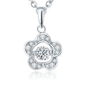 Flower 925 Sterling Silver Dancing Cz Hollow Four Leaf Clover Pendant Cubic Zirconia Jewelry for Women Wedding
