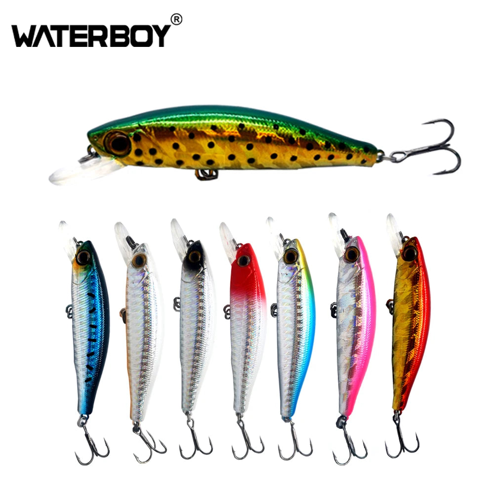 WATERBOY 8cm 29g Deep Sinking Wobbler Artificial Hard Heavy Fishing Bait Black Seuelos Pesca New Minnow Lure