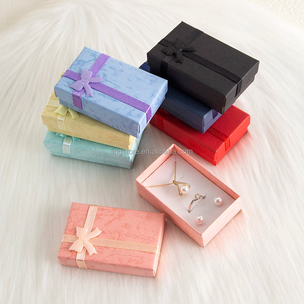 Cheap 5x8x2.5cm White Insert Jewelry Paper Ring Box Necklace and Earrings Set Packing Box with Lid Premium Jewelry Container