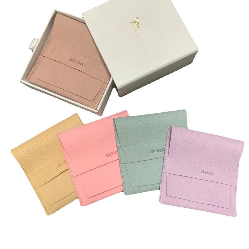 Hot Selling High-End Microfiber Flip Bag Real Logo Double Flannel for Necklaces Earrings Jewelry Container