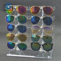 Teenyoun Two Row Sun Glasses Rack 10 Pairs Eye Holder Display Stand Transparent for Eyewear