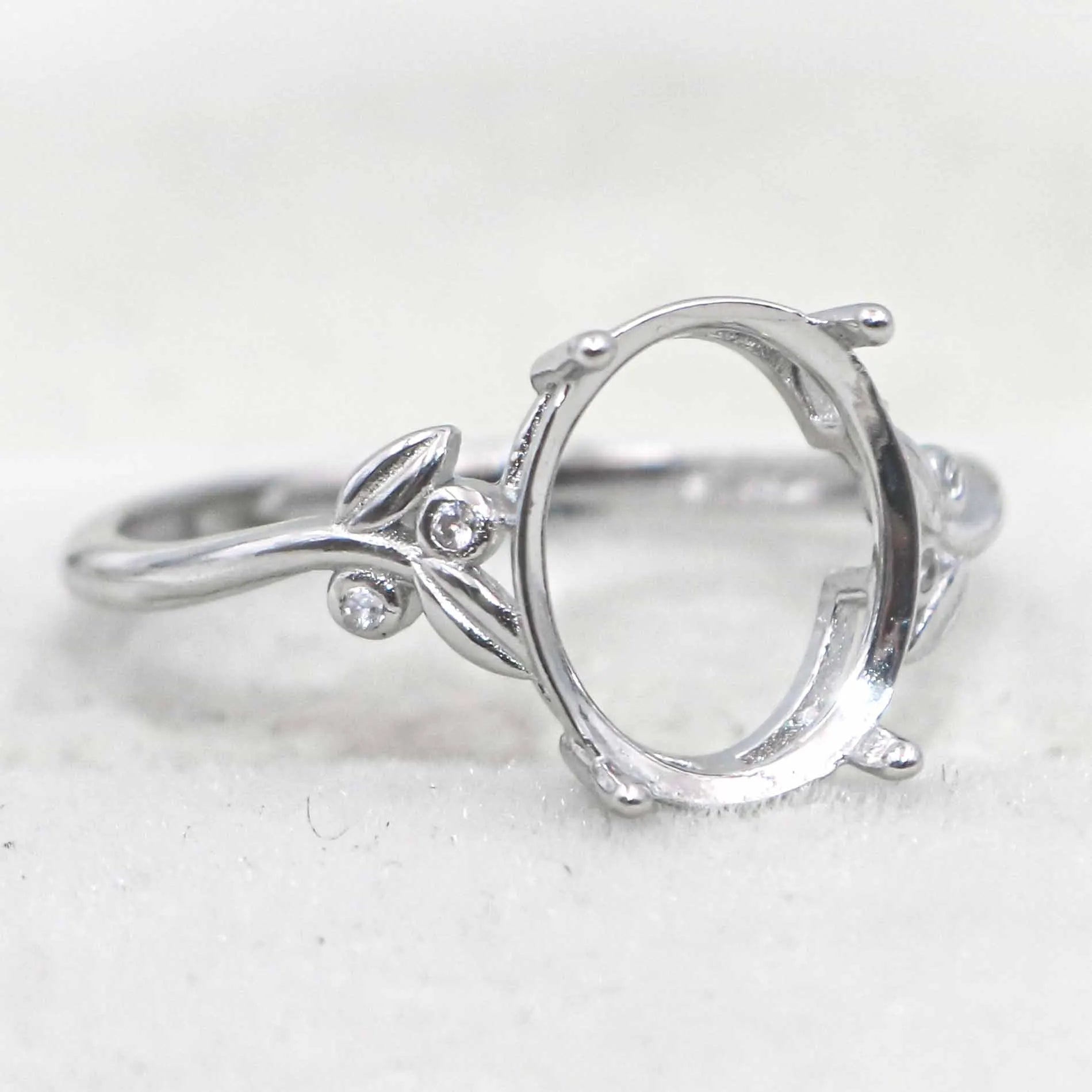 Sterling Silver 9*11mm Semi Mount Ring Empty Frame Blank Support Setting S925 Base Holder Without Center Stone for DIY Inlay