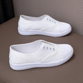 Women's Simple Solid No Heel Canvas Shoes Trendy Thick Bottom Non-slip Ladies Casual Shoes Outdoor Convenient Ladies Loafers