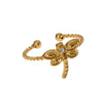 BM Quality Fashion Jewelry 18k Real Gold PVD Plated Non Tarnish 304 Stainless Steel Dragonfly Ring for Women Gift
