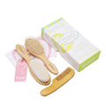 2022 Hot Sale Natural Wooden 3-Piece Hair Brush and Comb Set Custom Logo Light with Handle for Kids Bristle Material