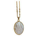 Dainty Oval Medal Virgin Pendant Necklace Women Choker Trendy Mother of Pearl Shell Gifts Jewelry