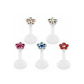 Bioflex Flower Push-fit MONROE Labret Rings Stud Fashion Body Jewelry Piercing Jewelry