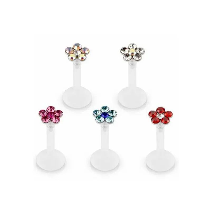 Bioflex Flower Push-fit MONROE Labret Rings Stud Fashion Body Jewelry Piercing Jewelry