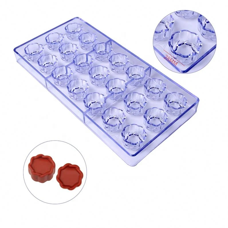 Flower Shape 21 Cavity Fondant Cake Candy Moulds 3D Clear Plastic Chocolate Mold for Baking