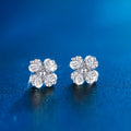 Beautiful 925 Sterling Silver Claw Setting Four Pieces 5A Heart Cut Cubic Zircon Flower Stud Earrings for Girls Daily Wear