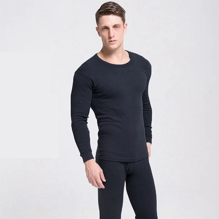 Wholesale Eco-Friendly Winter Men's Breathable Thin Cotton/Spandex 2-Piece Long Sleeve Thermal Underwear