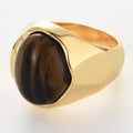 Fashion Brass Electroplated 18k Gold Inlaid Natural Tiger's Eye Stone Rings for Women Jewelry Factory Wholesale