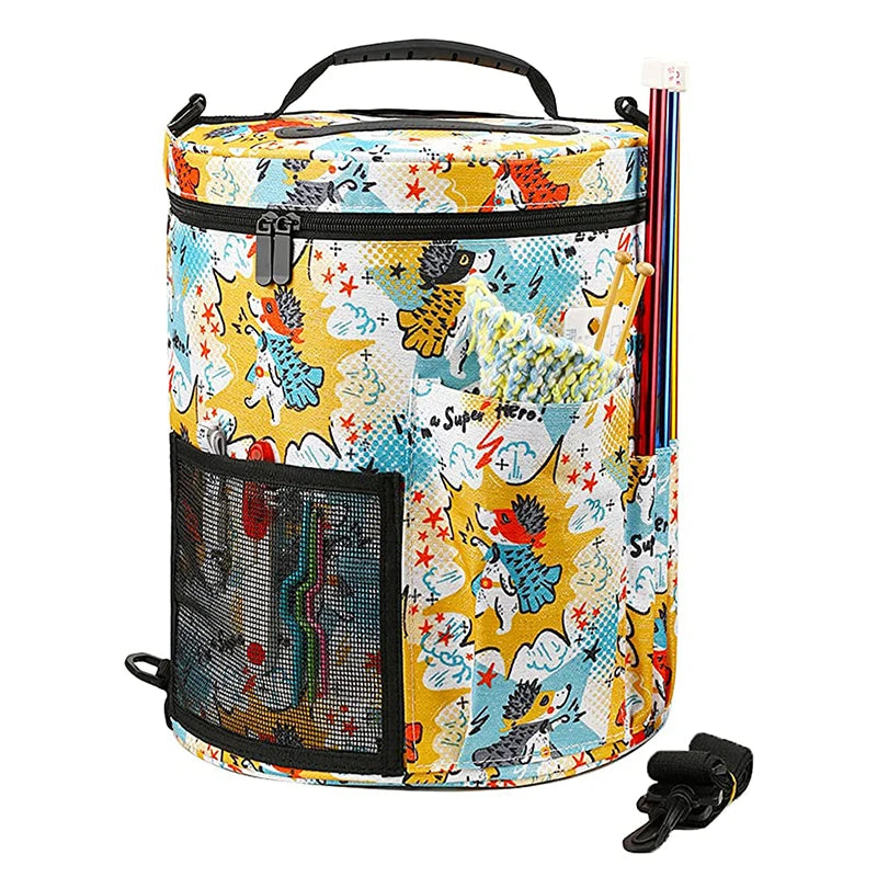 Large Capacity/Portable/Lightweight Yarn Storage Knitting Tote Organizer Bag with Shoulder Strap